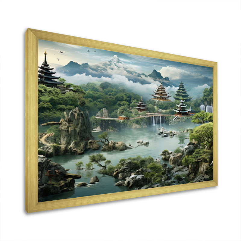 Bekki Asian Art Natures Harmony II, reproduction d'art sur toile, H 30 po x l 40 po x P 1,5 po, Encadrement doré