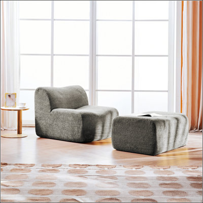 Canapé à compression simple en mousse avec repose-pieds et coussin confortable et peu encombrant - une chaise longue moderne et minimaliste pour le salon ou la chambre à coucher