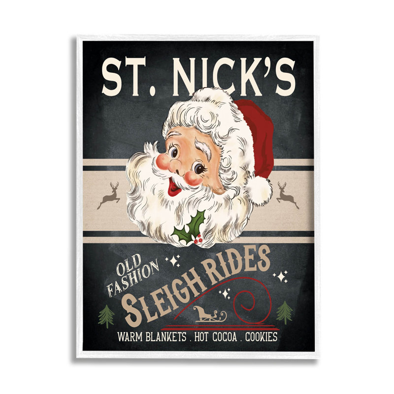 St. Nick's Sleigh Rides at-192, H 30 po x l 24 po x P 1,5 po, Giclée encadrée blanc bord de mer