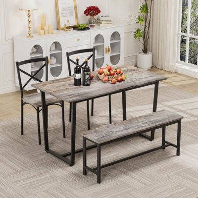 Ensemble de salle à manger 4 pièces avec 2 chaises et 1 banc