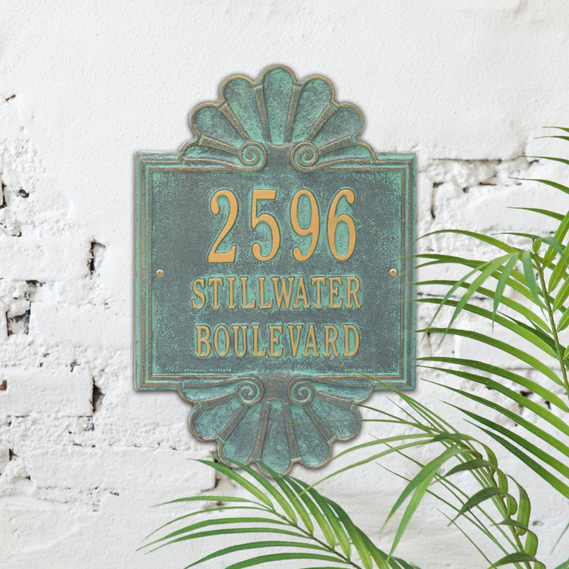 Signature Series 3-Line Wall Address Plaque, Verdigris, Bronze, Yes