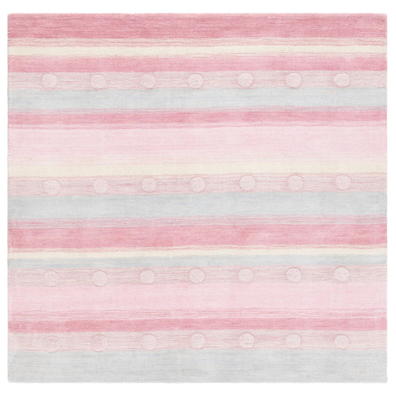 Gosselin children's hand-woven wool rug, Carré 5 pi