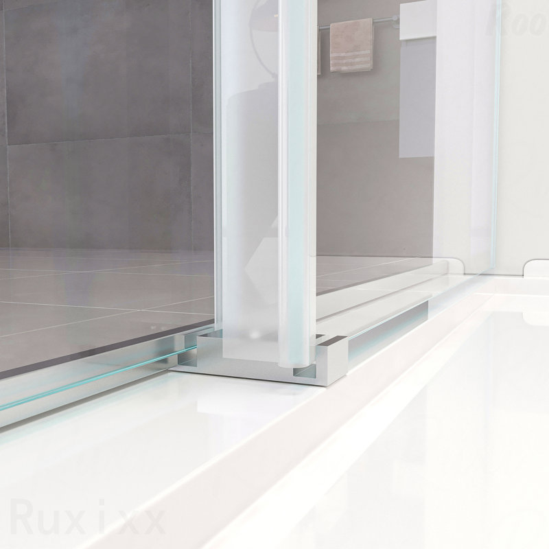 56-60*76 " Double Sliding Opening Frameless Design Soft-Close Shower Door With Premium (8Mm)Thick Tampered Glass And Easy-Cleaning Coating