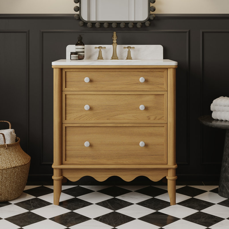Juliette 30" Vanity in Natural Enhanced Oak, Enhanced Natural Oak, 34" H x 30" W x 22" D