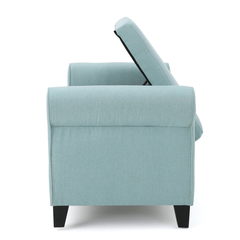 Banc de rangement à bras Hayes, Bleu clair