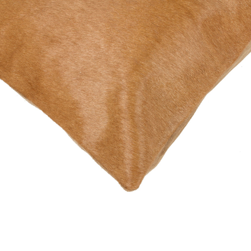  (Set of Two) 12" X 20" Cowhide Lumbar Throw Pillow, Tan