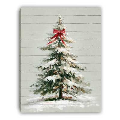 Classic Winter Evergreen Wrapped Canvas Wall Art
