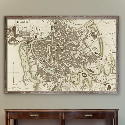 " Custom Sepia Map Of Rome " by Paul Cezanne