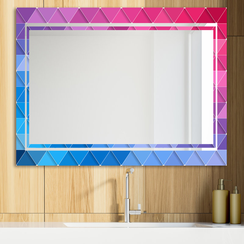 Triangular Colorfields Glam Bathroom/Vanity Mirror, 29.5" H x 39.4" W