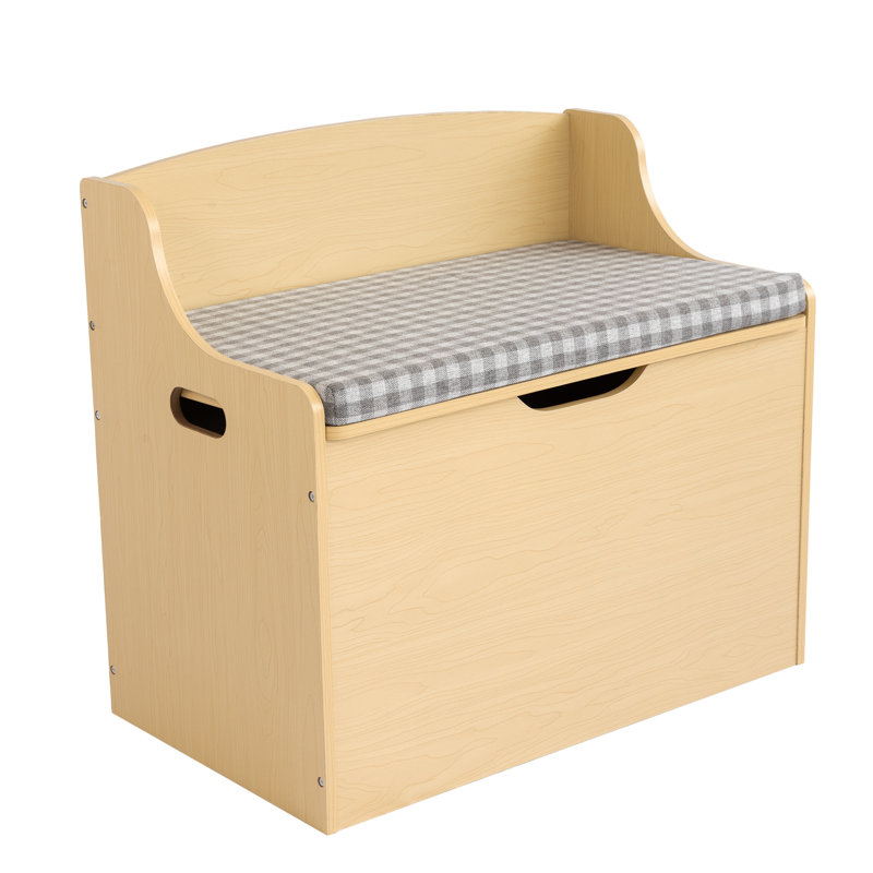 Coffre de rangement à jouets avec coussin amovible Winston Porter Jaime, naturel / gris