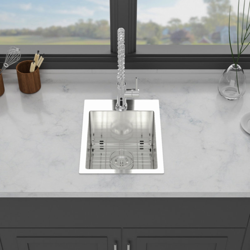 Stainless Steel Drop-In Kitchen Sink - 15X20  Topmount Sinks 16 Gauge Single Bowl