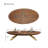 51" Oval Coffee Table, Modern Walnut Wood Cocktail Table with Gold Metal Legs