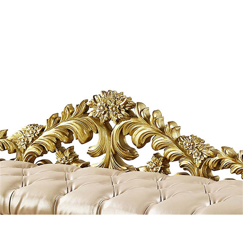 73" Light Gold PU Cabriole Bench with Storage and Metal Legs