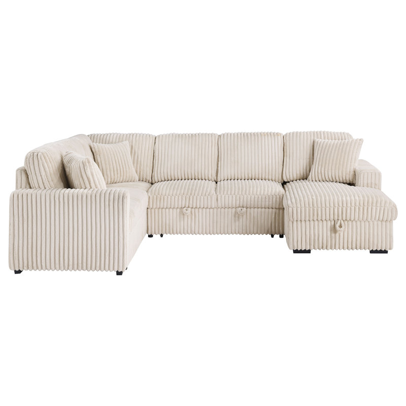 Kaddy Sleeper Sectional Sofa Storage Chaise Camel, Camel Fabric