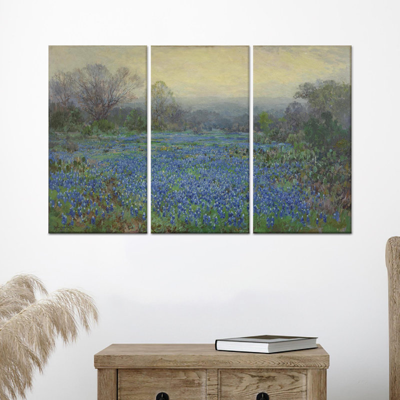 Art mural sur toile à motif floral côtier - ambiance côtière élégante, toile tendue 3P, H : 27,6 x L : 59,1 pouces