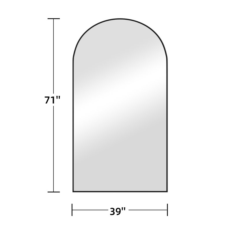 Jahel Metal Full Length Wall Mirror with Embedded Bracket, 71" x 39", Black