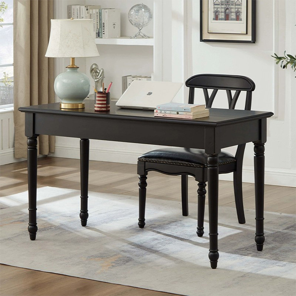Canora Grey Black Rectangular Solid Wood with 2 drawers desk - Wayfair ...