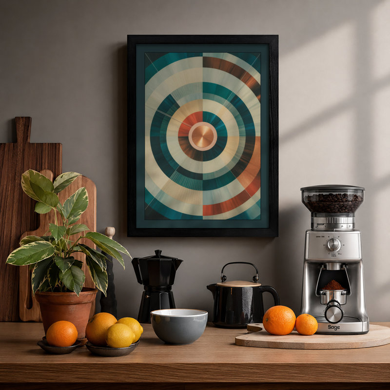 Concentric Rhythm Geometric - Print, A2 - 59.4 x 42.0 cm, Black