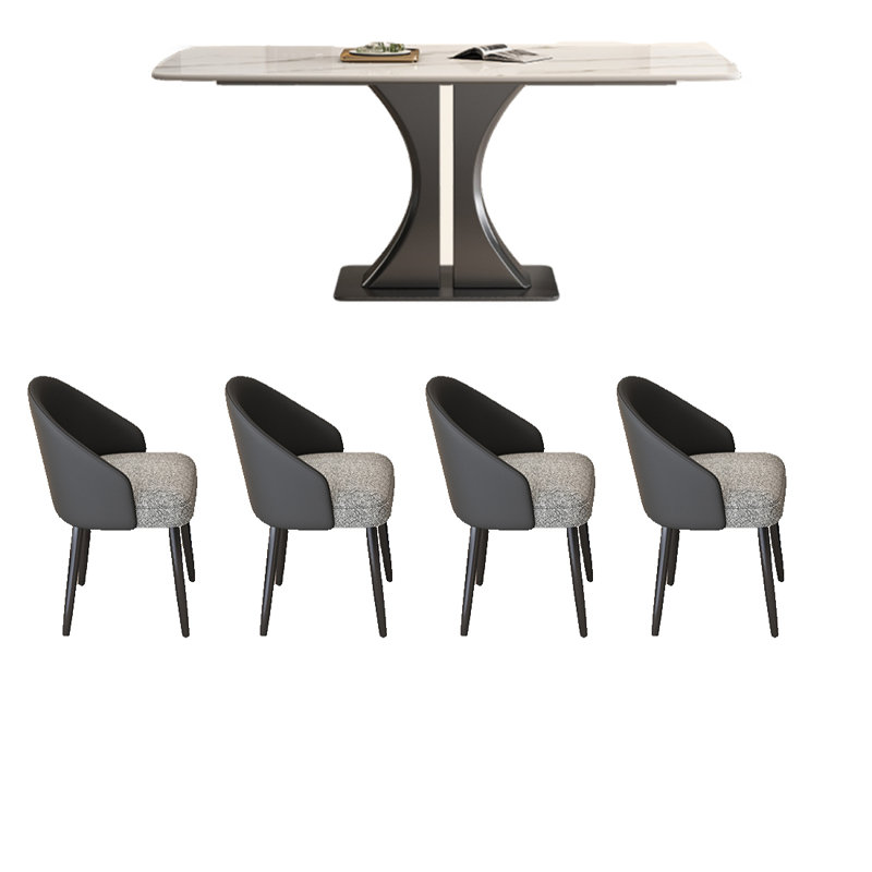 Durable Rock Slab Dining Table Sets., 29.53"H x 62.99"L x 35.43"W