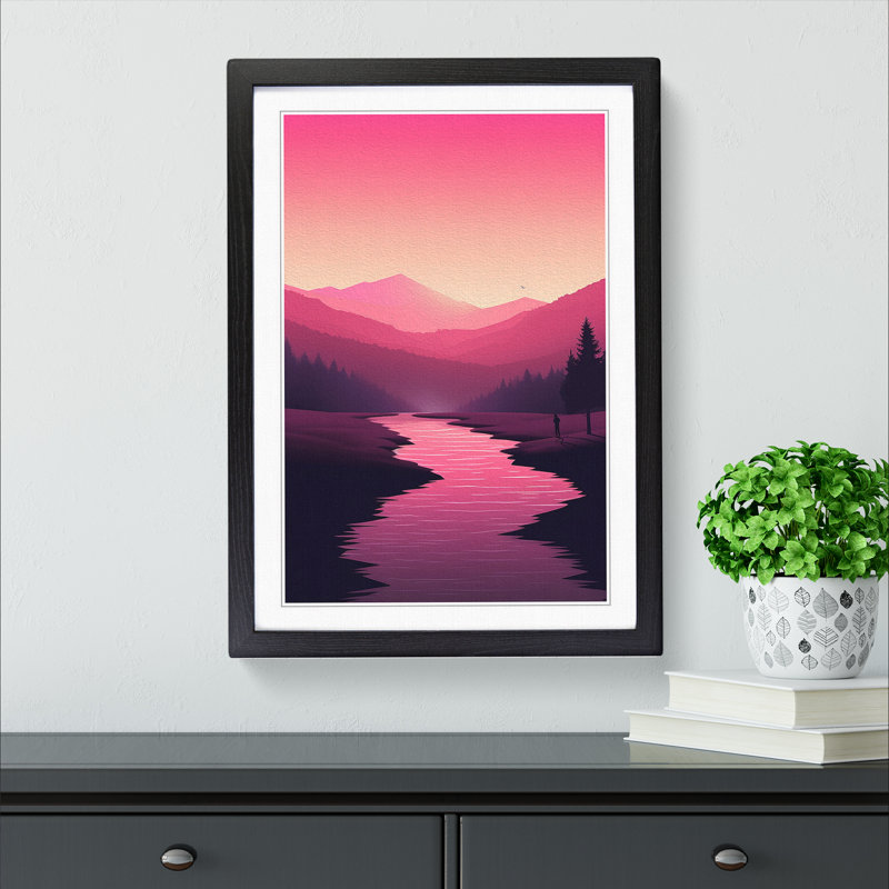 Stream Minimalism - Framed Print, Black, 46" H x 34" W x 2" D