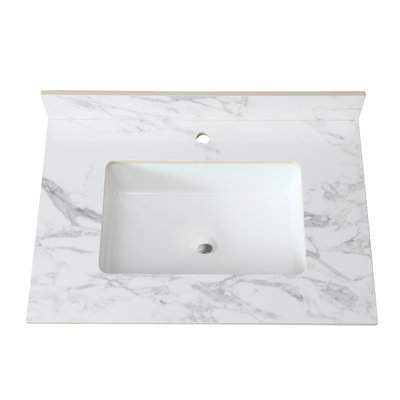 Ensemble de meuble-lavabo 31 po x 22 po en pierre frittée - Blanc