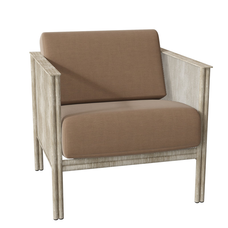Jax Outdoor Lounge Chair, Weathered White, Chartres Malt Sunbrella®