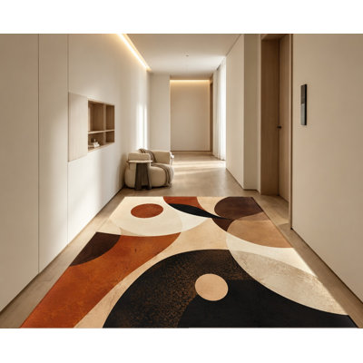 Tapis antidérapant en velours, motif géométrique abstrait moderne, tapis décoratif pour l'intérieur (salon, chambre à coucher, appartement).