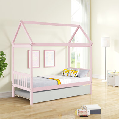 Structure de lit en bois massif avec lit gigogne simple pour plus de chaleur, sans sommier tapissier