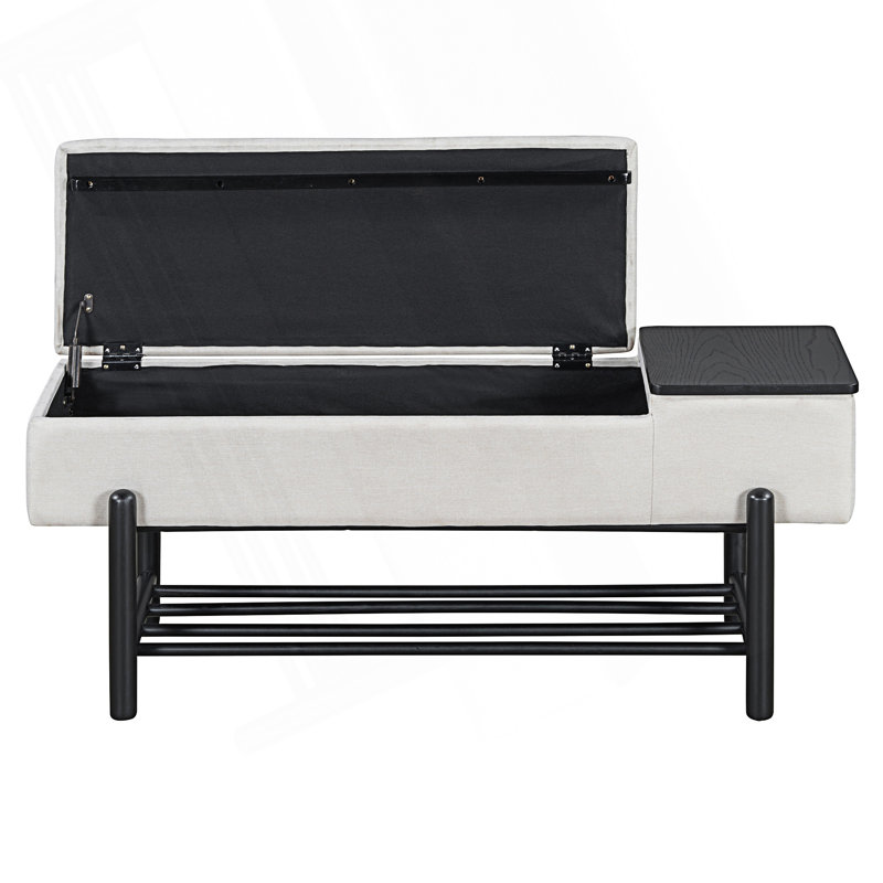 Banc de rangement rembourré Farmhouse avec compartiment caché, Black