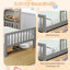 Lit simple gris avec rangement pour tête de lit et garde-corps fonctionnels - Taille élégante, pratique et efficace-680396709