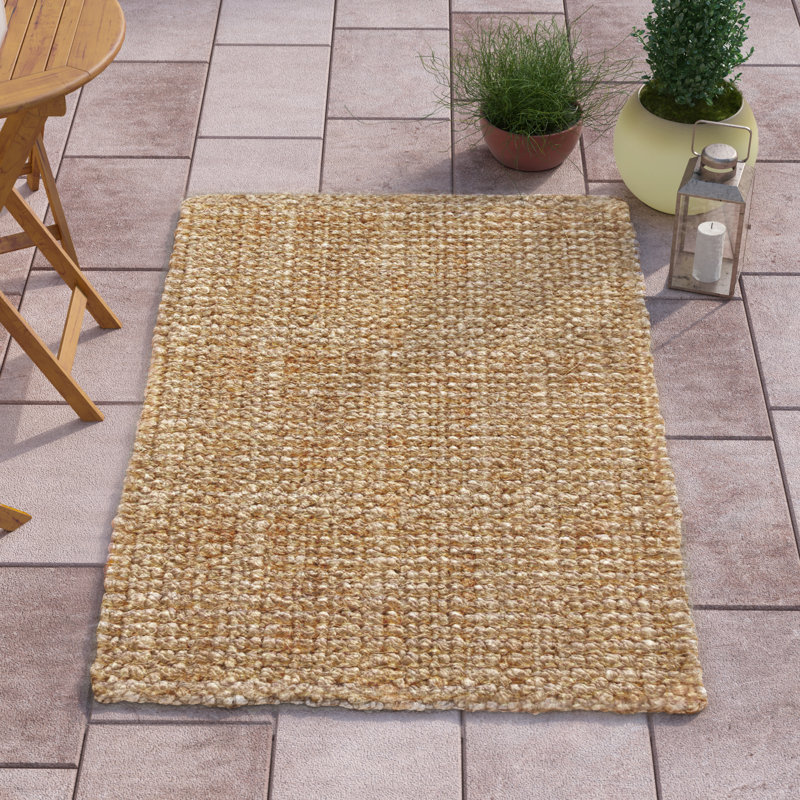 Tapis naturel en jute tissé à la main Leddy, Rectangle 4 pi x 6 pi