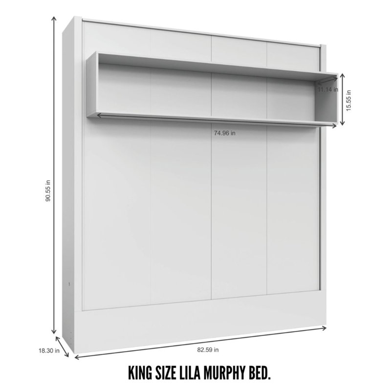 Dekari Storage Murphy Bed, Brown, King