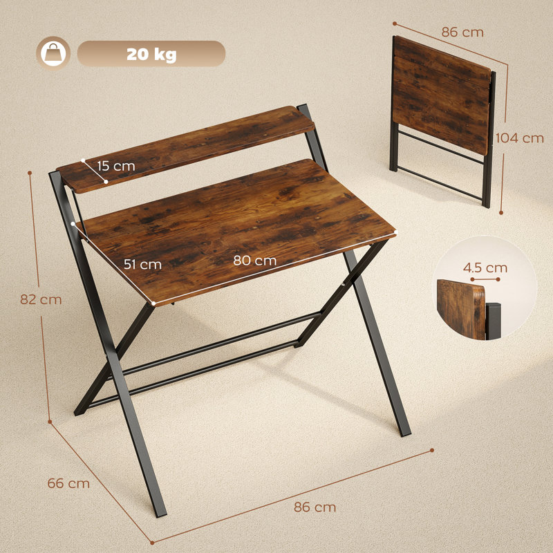 Metal Base Writing Desk, Brown/Black