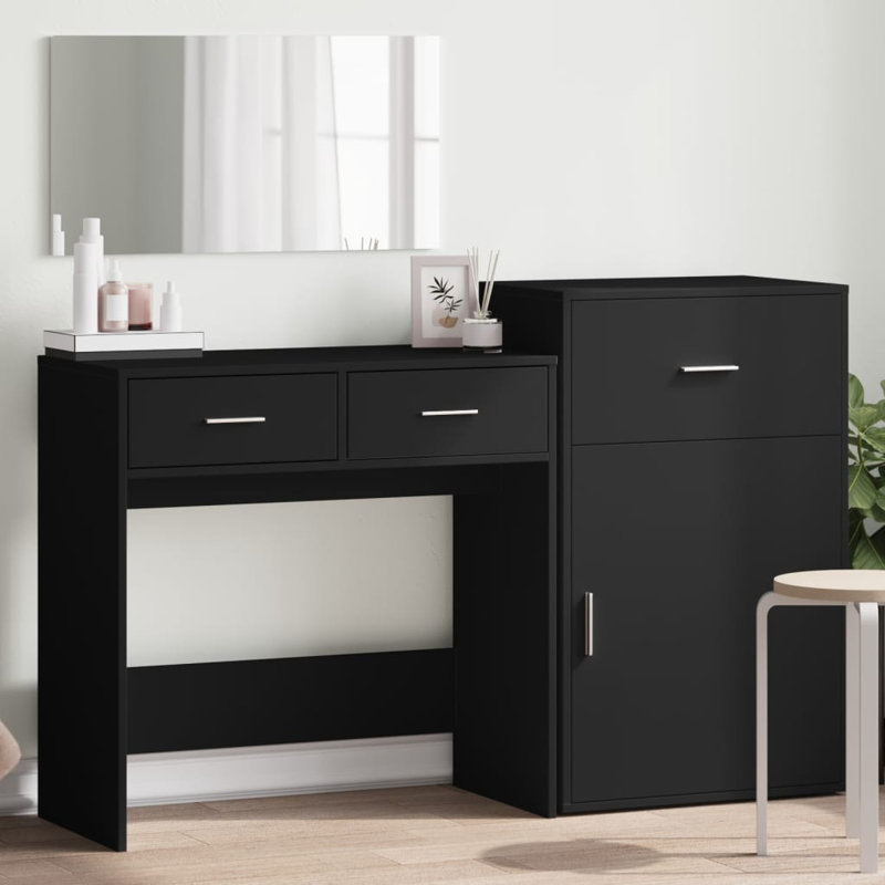 Dressing Table with Mirror, Black