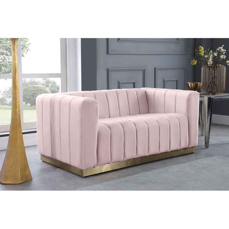 Tyneside 62.5'' Velvet Loveseat, Pink Velvet