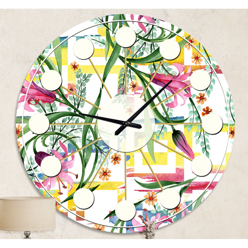 Horloge murale Floral Botanical Retro, Moyenne