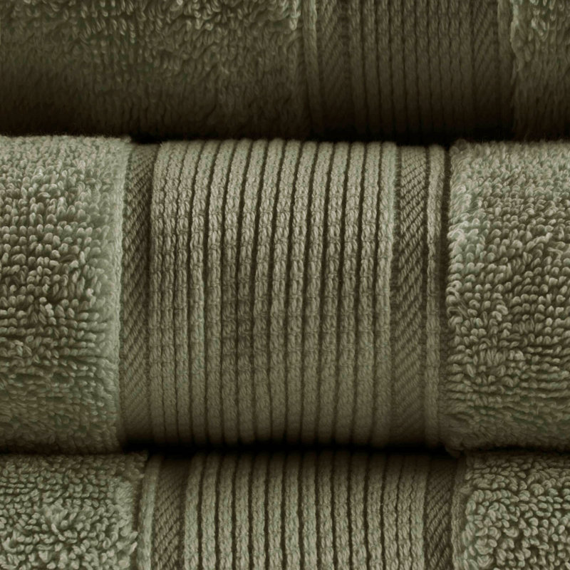 100% Cotton 8 Piece Antimicrobial Towel Set, Olive Green