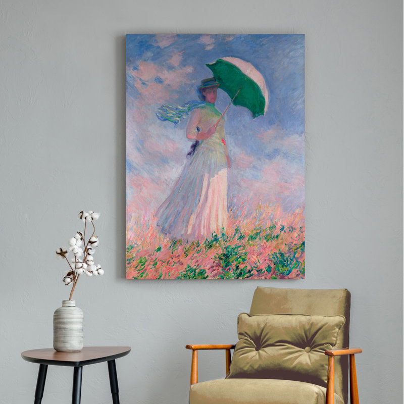 Woman With A Parasol (Right) by Claude Monet - Wrapped Canvas Painting, 100cm H x 70cm W x 4cm D