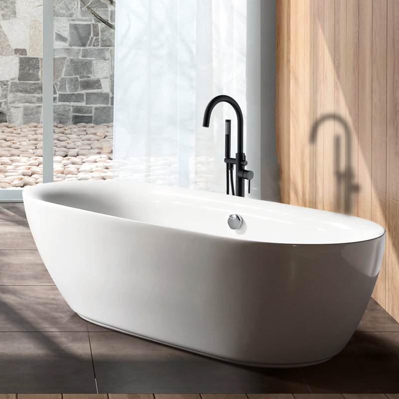 Matte Black Freestanding Bathtub Faucet With Hand Shower, Solid Build Quality Black, Construction