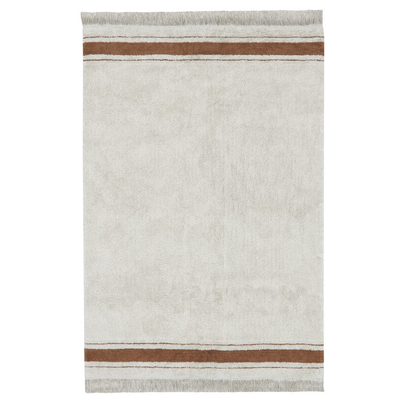 Tapis rectangulaire en coton touffeté à la main Little Chefs, Rectangle 4 pi 7 po x 6 pi 7 po, Naturel / caramel