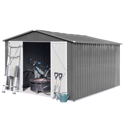Metal Outdoor Storage Sheds 10Ftx12ft , Grey