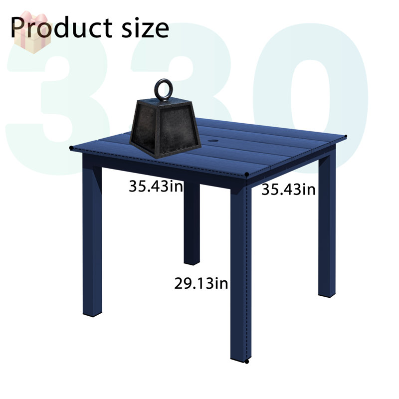 Table de salle à manger d'extérieur polyvalente avec plateau en PEHD, structure en aluminium et pieds réglables pour une utilisation toutes saisons