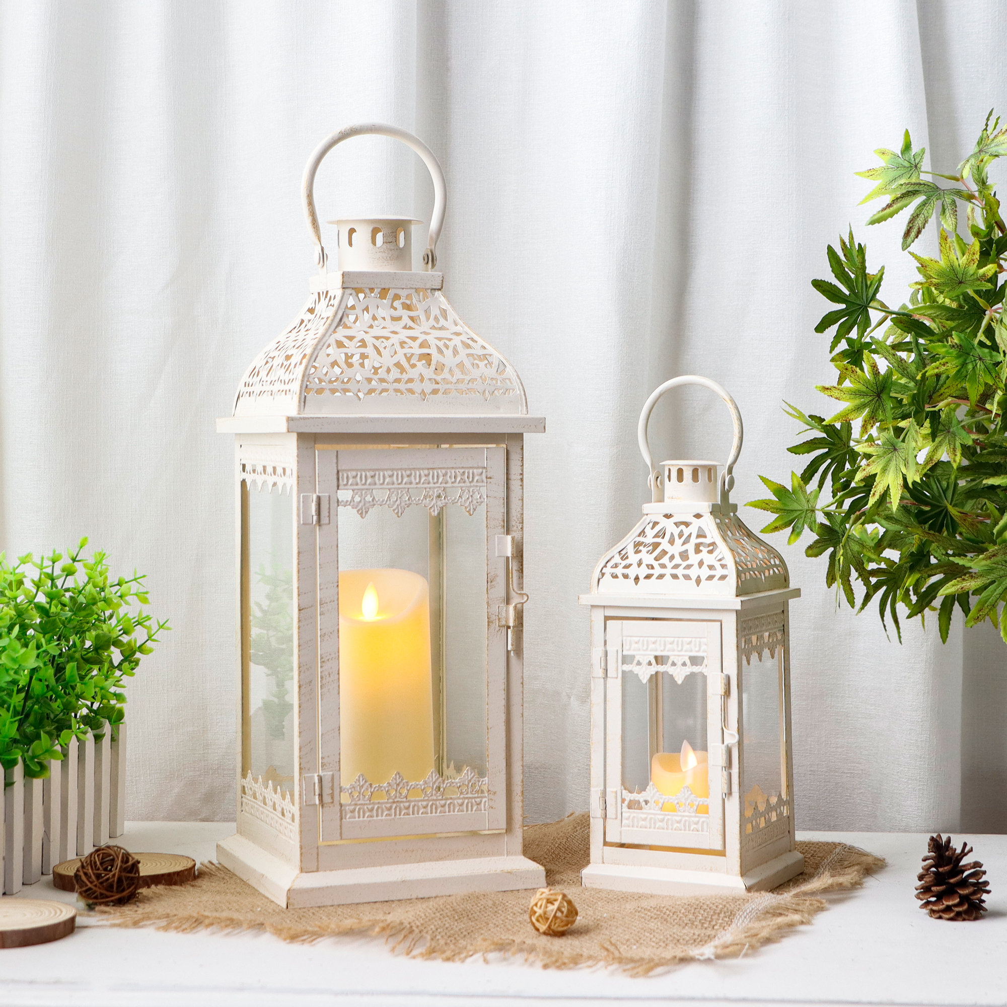 Ophelia & Co. Set of 2 Decorative Candle Lanterns Vintage Hanging Lantern | Wayfair