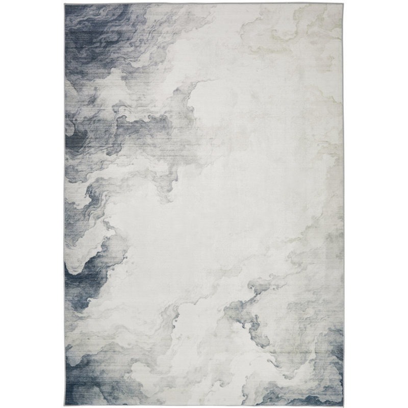 Abstract Ivory Slate Washable/Stain Guarded Area Rug, Rectangle 160 x 230 cm