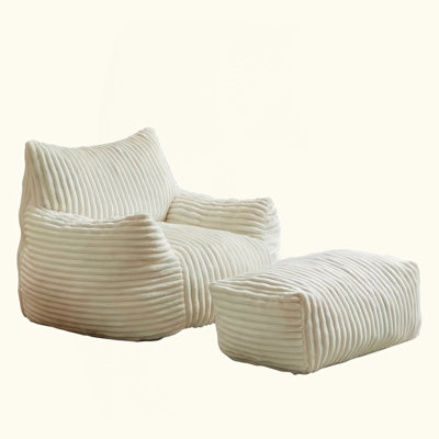 Suede Sofa Chair With Ottoman - 5-Zone Support & Compact Boxed Delivery