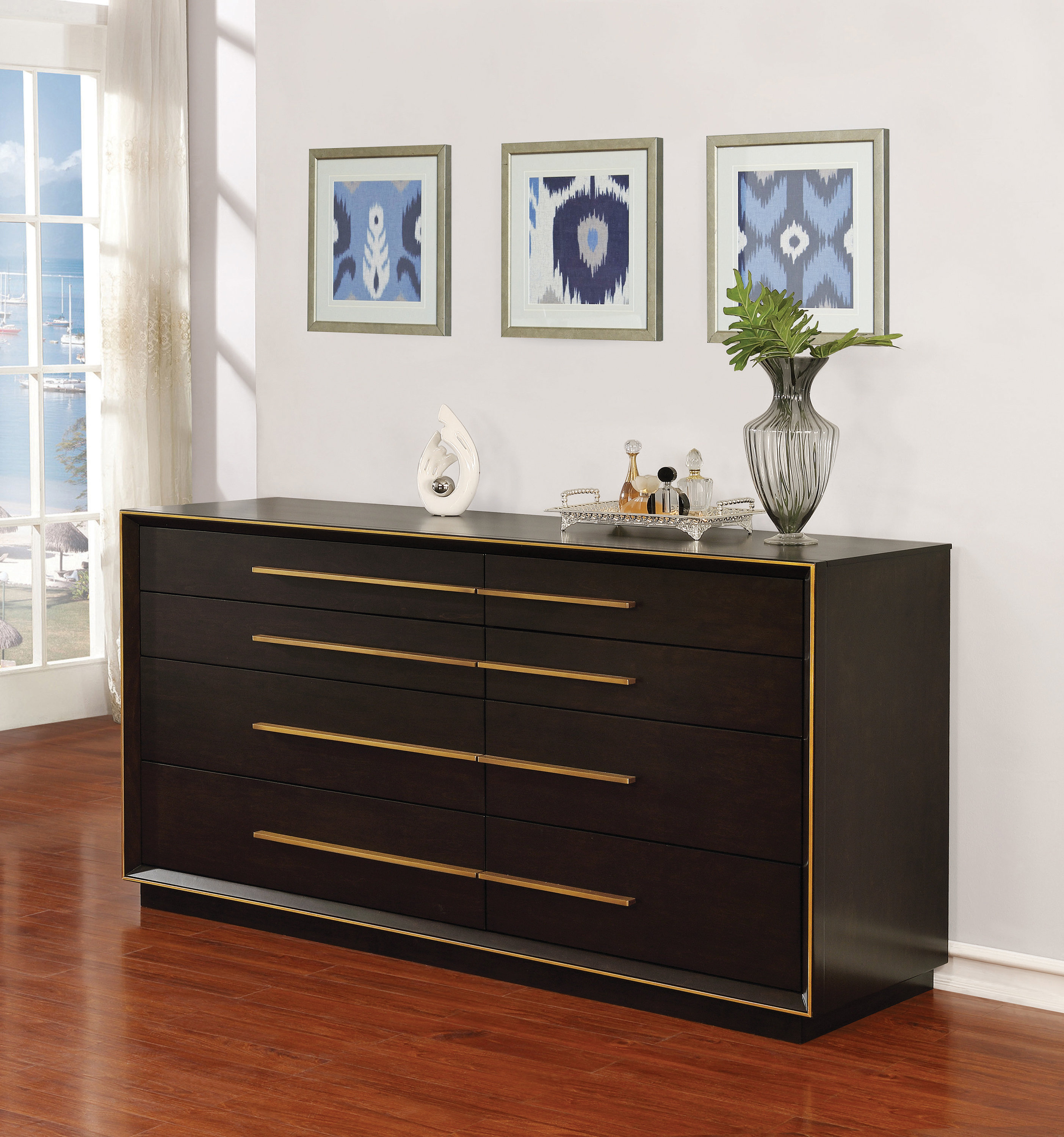 Everly Quinn Phaet 8 Drawer 70'' W Double Dresser & Reviews | Wayfair