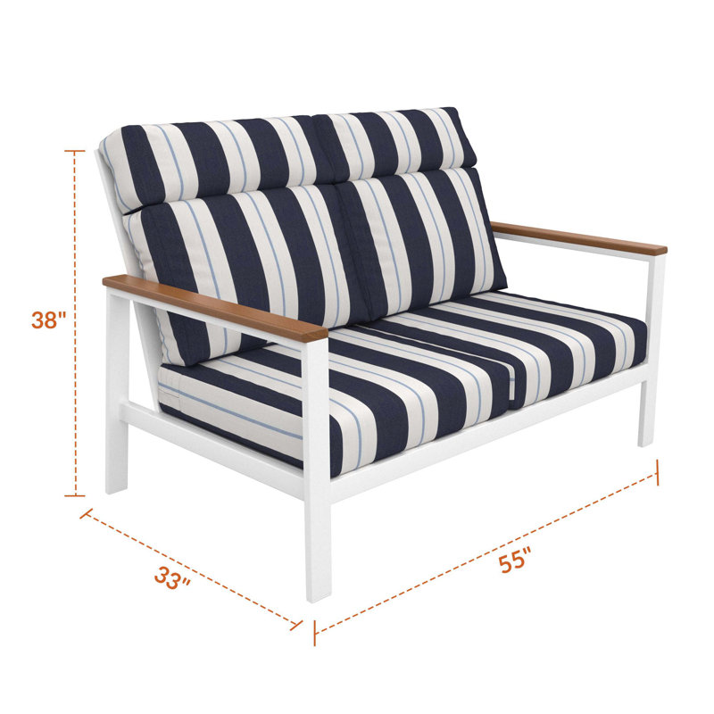 Causeuse d'extérieur en métal avec coussin Sunbrella Townsend, Brun