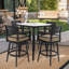 Ensemble de bar d'extérieur moderne 5 pièces, noir Ember avec table inspirée du marbre et 4 chaises pivotantes, coussin Sunbrella-231892305