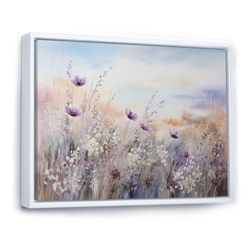 Impression sur toile encadrée Minimal Purple Herbs Country - Flowers, H 34 po x l 44 po, Reproduction avec cadre flottant