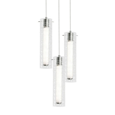 Ehrlich - 3 Light LED Round Pendant - Satin Nickel